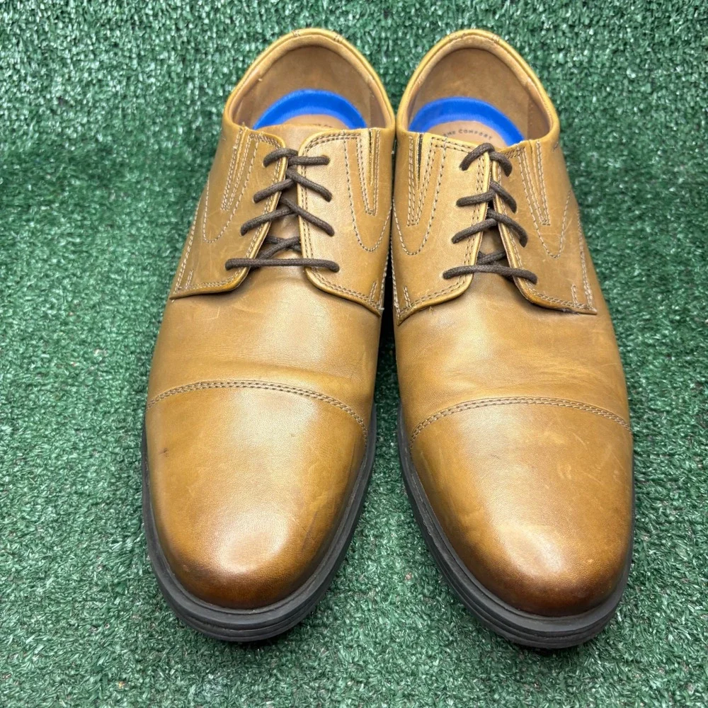 Clarks Whiddon Cap Leather Lace Up Classic Professional Oxford Tan Men 10.5 Wide